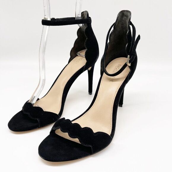 RACHEL ZOE Ava Sandal Black Kid Suede Heel  - Picture 4 of 9